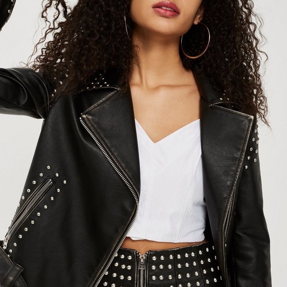 Topshop Jackets & Blazers - Topshop Biker Jacket Studded Sz 6
